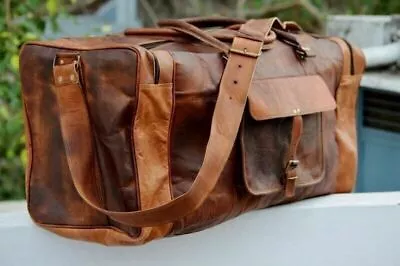 Men's Vintage Leather Holdalls Sports Bag Weekend Travel Bags New • £57.85