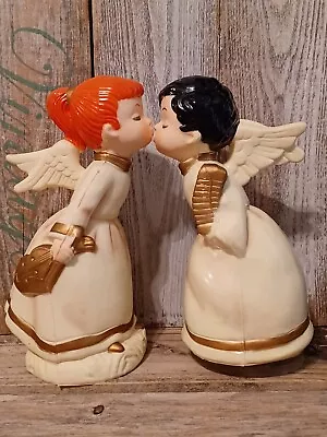 Vintage Christmas Musical Plastic Kissing Angels With Instruments Holiday Xmas • $24.33