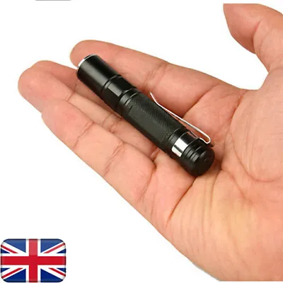 Mini LED Flashlight Pocket Clip Bright Outdoor Camping Battery Micro-Torch Light • £4.67