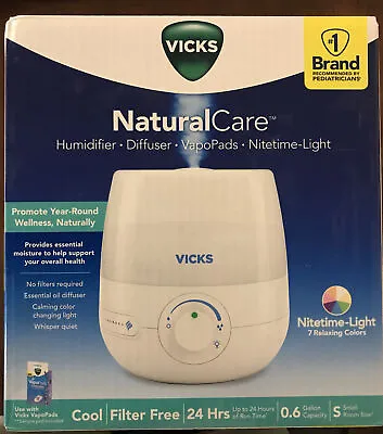 Vicks Natural Care Humidifier - Diffuser - VapoPads - Nighttime-light New • $27.99