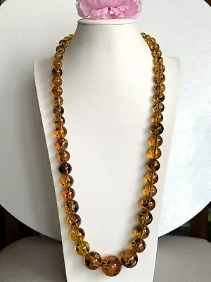 Vintage/old 1920s Transparent With Inclusion  Graduated Amber  Necklace 30”inch • $349.99