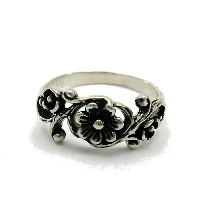 Stylish Genuine Sterling Silver Ring Hallmarked Solid 925 Flowers Handmade • £18.24