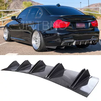 For E90 E92 F30 F10 G30 Carbon Rear Bumper Diffuser 5 Fins Spoiler Lip Splitter • $45.19