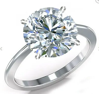 3.22 Ct Vvs1  Huge Round Ice White Moissanite Diamond Solitaire 925 Silver Ring • $1.52