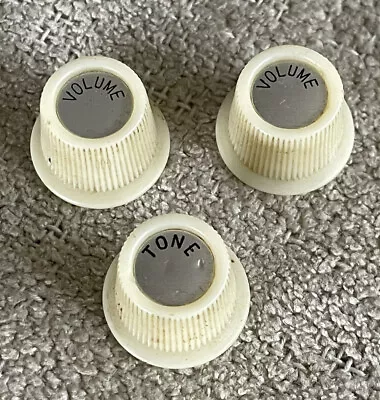 1960’s 3 Guitar Knobs Set White HyLo Ibanez Kent Teisco Kawai Winston MIJ Japan • $75