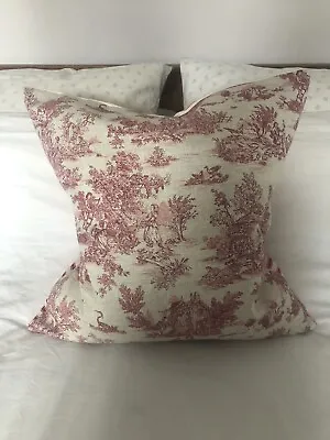 French Vintage Cushion Cover Red Toile De Jouy Pillow Throw 20x20” • £21