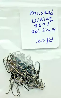 100 Pcs Mustad 9671 2XL Viking Size 14 Wet Nymph Fly Tying Hooks Material • $6.90