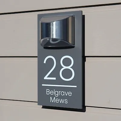 £27.99 • Buy Solar Light House Sign LED Illuminated Contemporary Modern Door Number Plaque