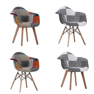 £105 • Buy Patchwork Modern Armchair TUB Dining Chair Retro WOOD & Eiffel Scandinavian