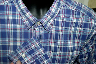 J CREW Plaid Button Front Shirt L/S Mens XL Tailored Fit Cotton Chest Pocket 11A • $9