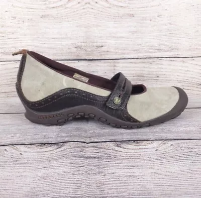 Merrell Womens Plaza Bandeau Dark Taupe Suede Slip On Mary Jane Flats Size 7 • $29.97