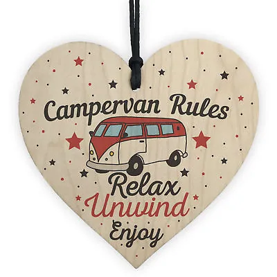 £3.99 • Buy Hanging Funny Campervan Rules Heart Plaque Welcome Sign Retirement Friend Gift