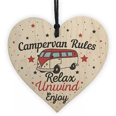 £3.99 • Buy Hanging Funny Campervan Rules Heart Plaque Welcome Sign Retirement Friend Gift