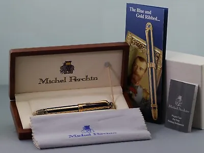 Fountain Pen Michael Perchin Blue And Gold Ribbed Limited Ed. 1166/4131 Nib M • $1750