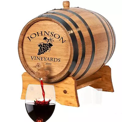 Personalized 5 Liter Oak Wine Barrel (1 Gallon) With Stand Bung And Spigot ... • $172.47