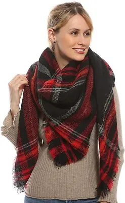 $17.40 • Buy Oversized Plaid Blanket 100% Cashmere Scarf Shawl Wrap Warm Winter Scarve Woman