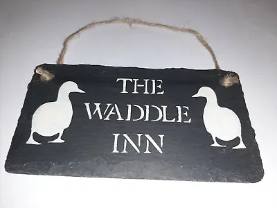 £8.99 • Buy The Waddle Inn Duck Sign Natural Slate Duck Shed