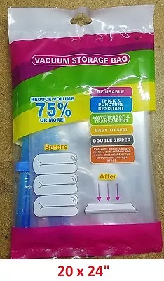 $8.50 • Buy Vacuum Seal Storage Bag Clothes Reusable Double Zipper Waterproof