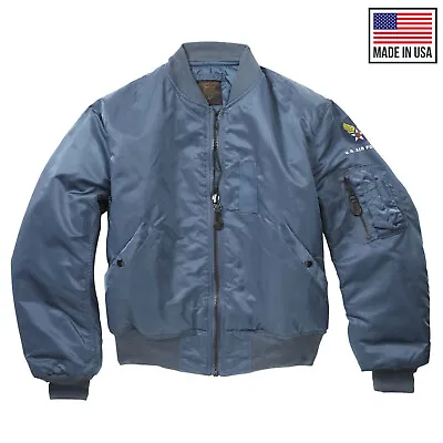 Bomber Jacket Original US MA1 Flight Flying Military Vintage Blue Padded Coat • $85.11
