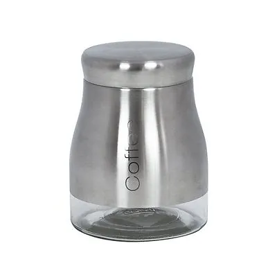 £7.89 • Buy Tea Coffee Sugar Jars With Screw Lids -  STAINLESS STEEL & GLASS CANISTER