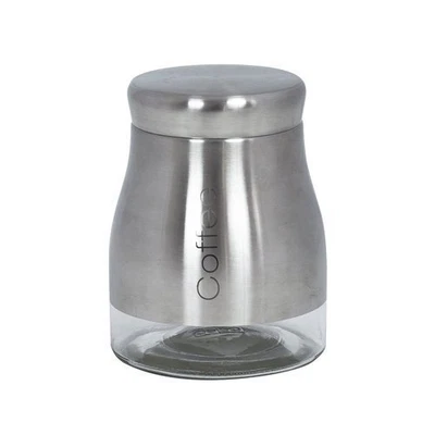 £7.89 • Buy Tea Coffee Sugar Jars With Screw Lids -  STAINLESS STEEL & GLASS CANISTER