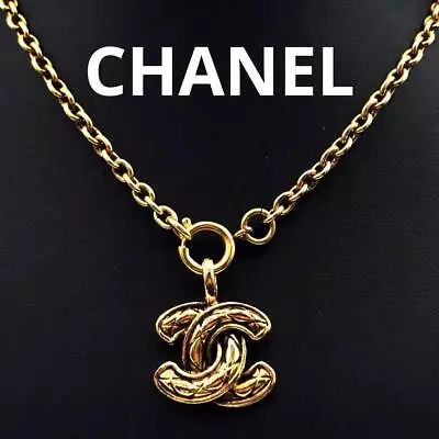 CHANEL #1 Vintage Matelasse Necklace Gold Coco Mark • $1720.05