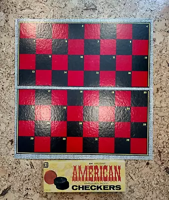 Vintage Halsam Embossed Wood Checkers 145H USA With Built Rite Checkers Board • $20