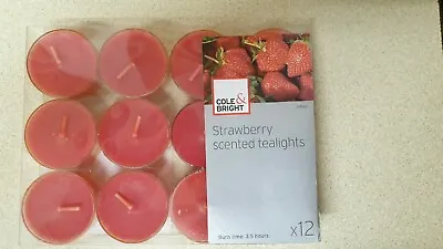  Cole & Bright  STRAWBERRY Scented Tea Lights X12 • £2.99