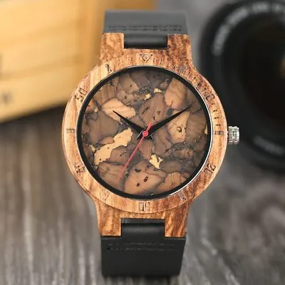 Distinct And Creative Minimalist Type Wood Pattern - Wooden Wrist Watch For Men • $41.73