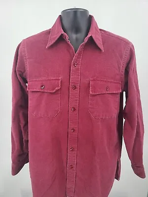 LL Bean VTG Flannel Shirt Adult Large 15.5 Red Long Sleeve Outdoor Men • $26