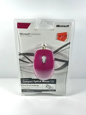 Microsoft Compact Optical Mouse 500 Wired USB Model 1344 Pink *READ* • $22.99
