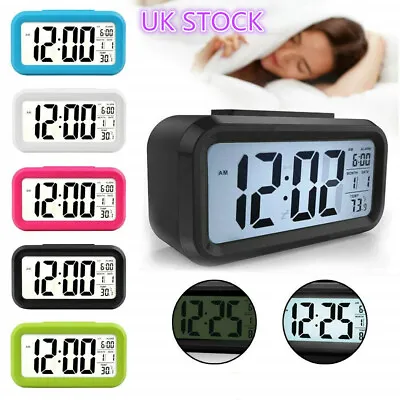 Digital Bedside LED Snooze Alarm Clock Time Temperature Day/Night Mode Clock • £7.99