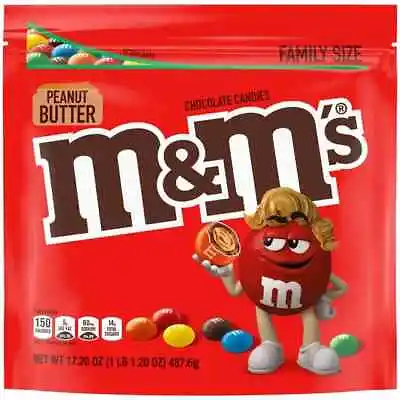 M&M's Peanut Butter Chocolate Candy Family Size - 17.2 Oz Bulk Bag • $12.39