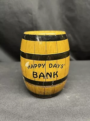 Vintage Tin “Happy Days” Bank Barrel J. Chein USA Made Pre Owned SEE PICTURES • $12