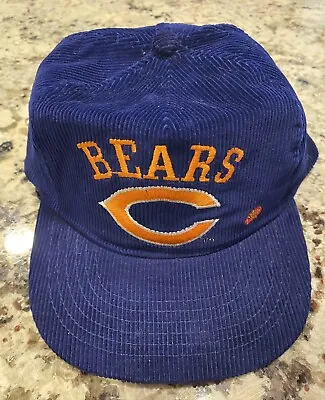 Vintage Chicago Bears Corduroy Logo Snapback Hat Cap Navy Blue Mens NFL • $29.95