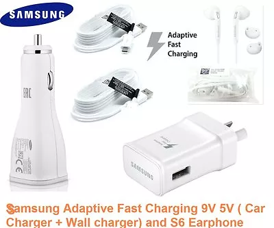 Genuine Samsung 9V/ 5V Adaptive Fast Wall Charger Car Charger Earphone Option • $20.90