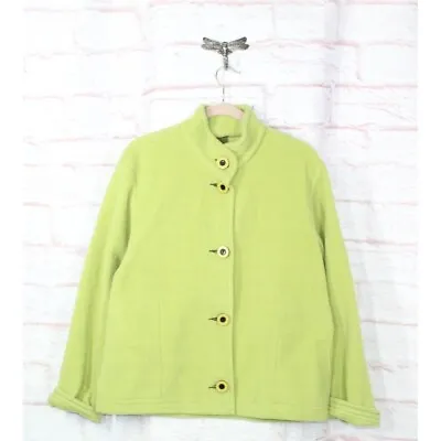 Maralyce Ferree Womens Lime Green Polyester Button Down Fleece Jacket Size M • $39.20