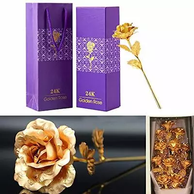 24K Forever Rose Golden Rose Gold Dipped Rose 24K Rose Flower With Gift Box A... • $19.63