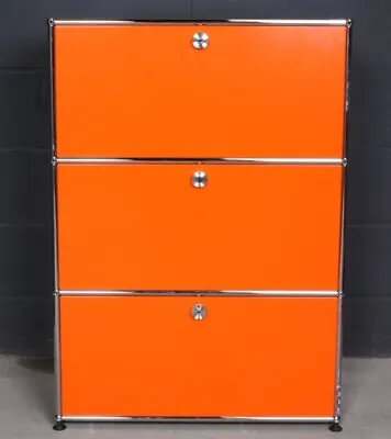 USM Haller Classic Sideboard Shelf Files 3 Compartments 3 Work Orange Retro 70er • £1380.06