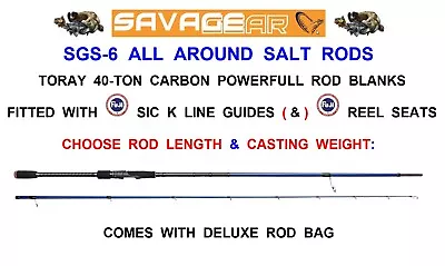 £209 • Buy 2022 SAVAGE GEAR SGS-6 ALL AROUND 2pc SALT SPINNING ROD ALL ROUND BASS FISHING