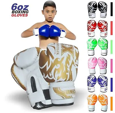 £12.70 • Buy Boxing Gloves Kids Junior Youth Sparring Training Mitts MMA 6oz Muay Thai Kick