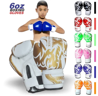 £12.70 • Buy Boxing Gloves Kids Junior Youth Sparring Training Mitts MMA 6oz Muay Thai Kick