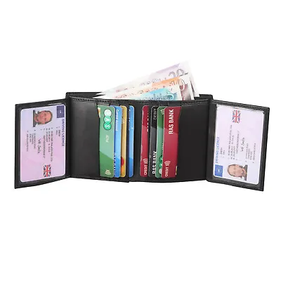 Gents RFID Blocking Soft Smooth Real Leather Wallet Credit Card Holder Purse • £6.99