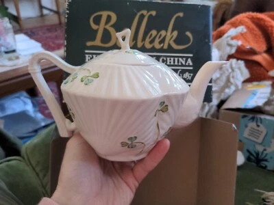 £25.99 • Buy Belleek Pottery Harp Shamrock Tea Pot