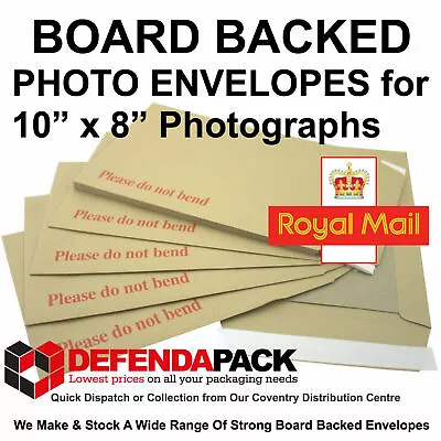 BOARD BACKED ENVELOPES 267mm X 216mm For 10  X 8  PHOTOGRAPH Hard Card Back • £309.51