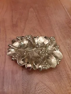 $35 • Buy VA Metalcrafters Misletoe Brass Footed Dish 5  L