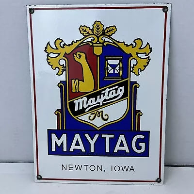 Vintage Maytag Sign Porcelain Newton Iowa Advertising 9” By 12” • $37.49