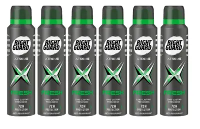 £12.36 • Buy Right Guard Mens Deodorant Xtreme Fresh 72H Anti-Perspirant Spray 6 X 150ml