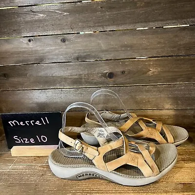 Womens Merrell Agave Tan Leather Strappy Sandals Slingback Comfort Size 10 M GUC • $34.99