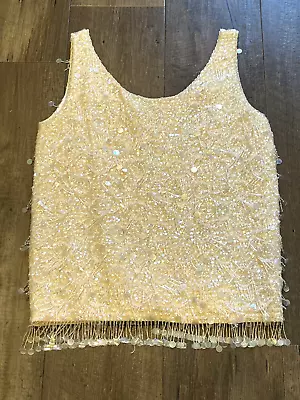 Vintage Sequined & Beaded Top Made In British Hong Kong…100 Percent Wool S/M • $34.99